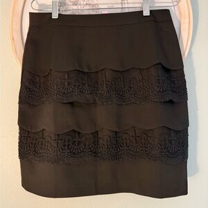 Elegant Black Lace Trim Skirt